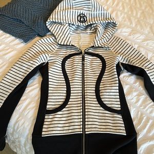 lululemon athletica Black and White Striped Hoodie